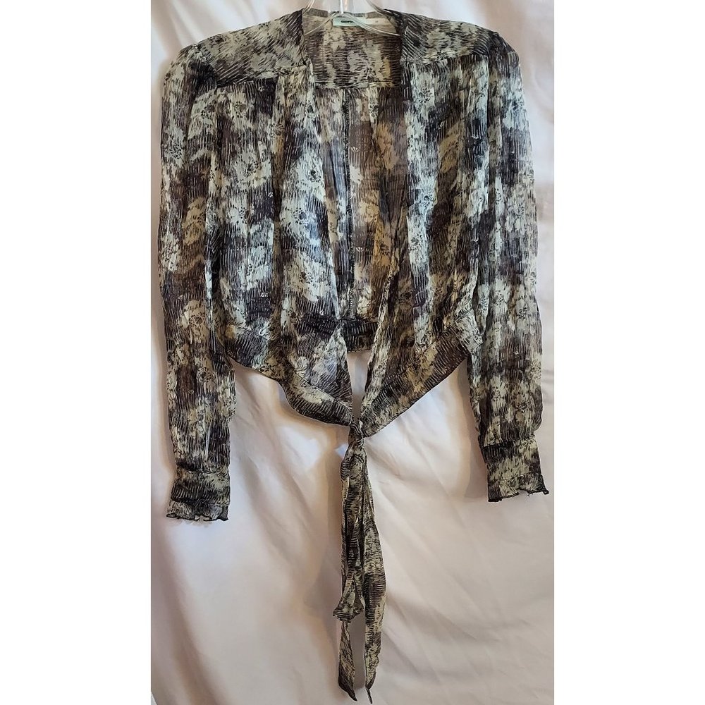 Sheer Crop Top Long Sleeve Wrap